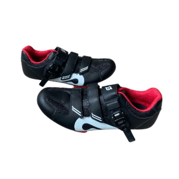 Peloton Cycling Bike Shoes with Cleats Bike  Woman's Size 8 Men’s 6 Red Black - Picture 4 of 14
